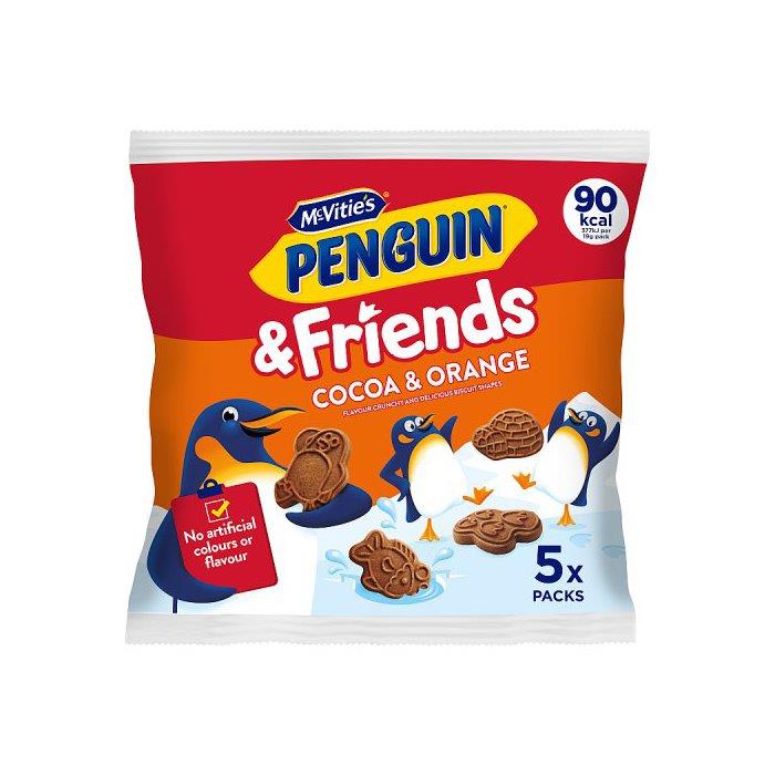 McVities Penguin & Friends Cocoa & Orange 5pk (5 x 20g) 100g NEW