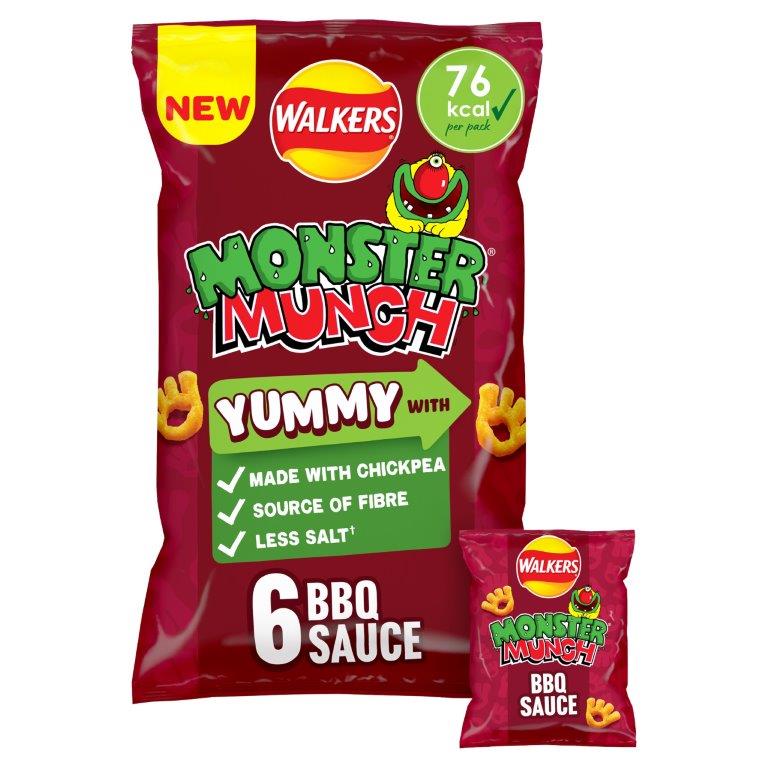 Walkers Monster Munch BBQ Sauce 6pk (6 x 12g) 72g NEW