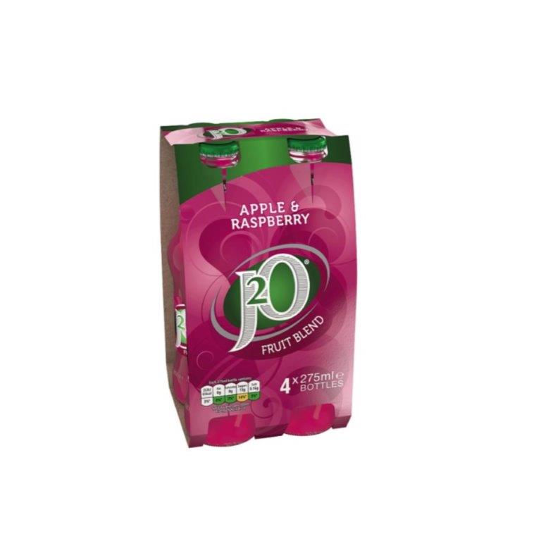 J2O Apple & Rasberry Glass 4pk (4 x 275ml)