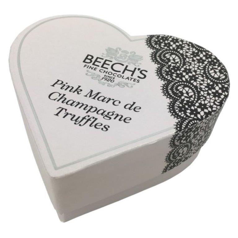 Beechs Pink Marc De Champagne Heart Box Truffles 37g