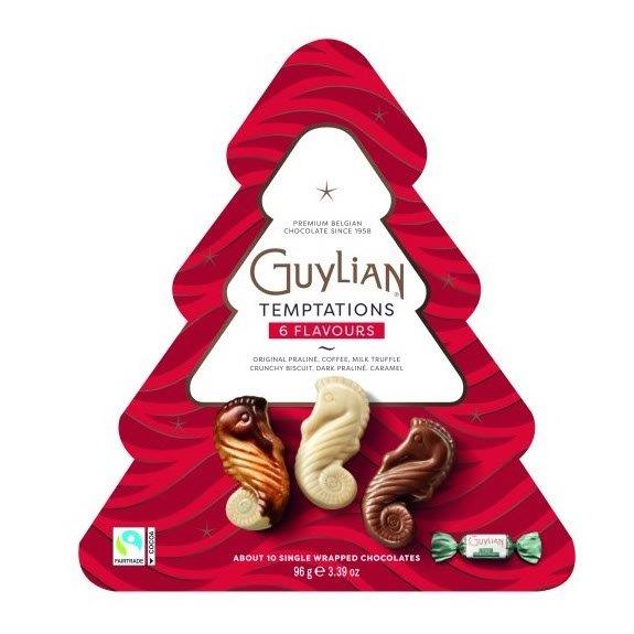 Guylian Temptations Christmas Tree Box Of Twist Wrapped Mixed Sea Horses 96g