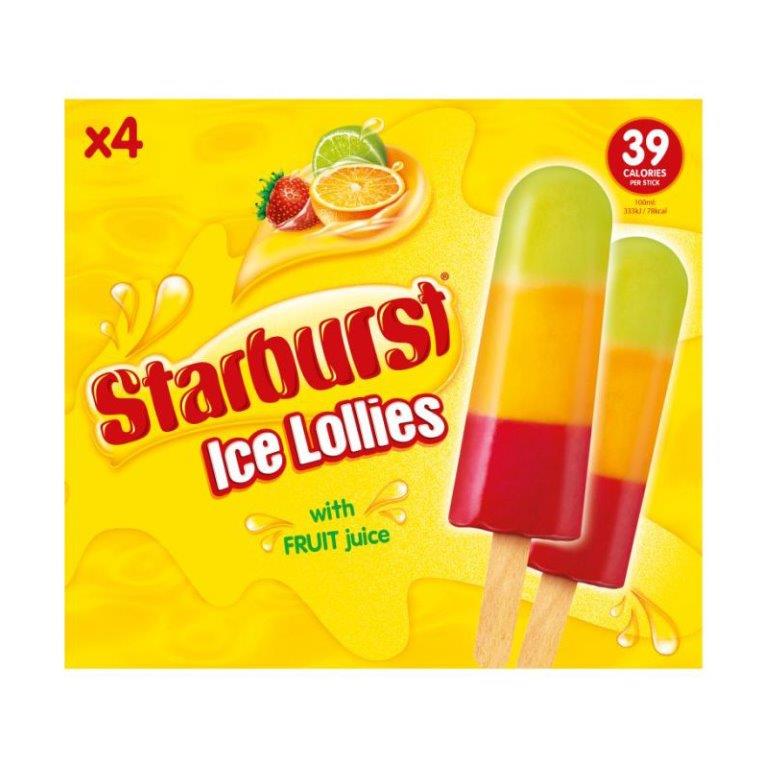 Starburst Fruit Ice Lollies 4pk