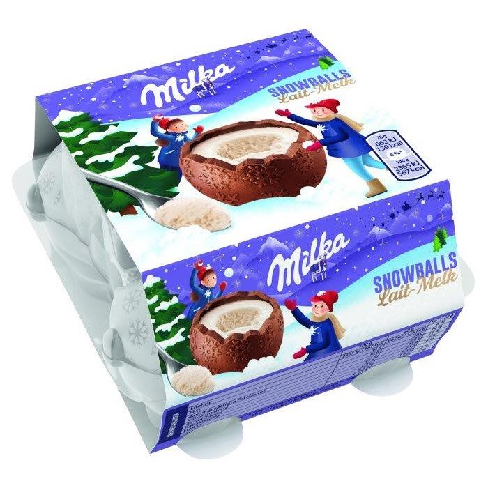 Milka Milk Chocolate Snowballs & Milk Creme Filling 4pk 112g
