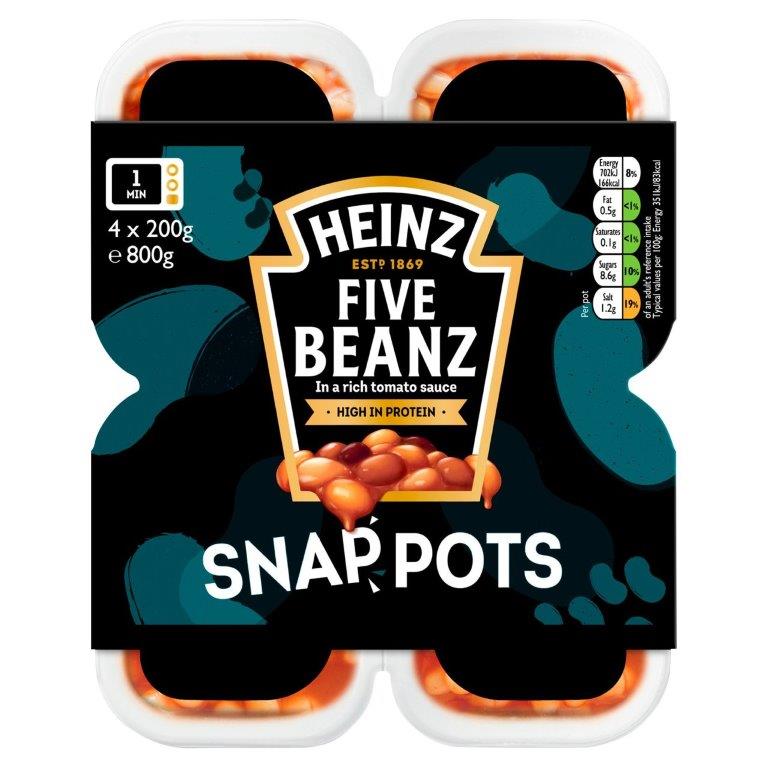 Heinz Snap Pots Five Baked Beans 4pk (4 x 200g)