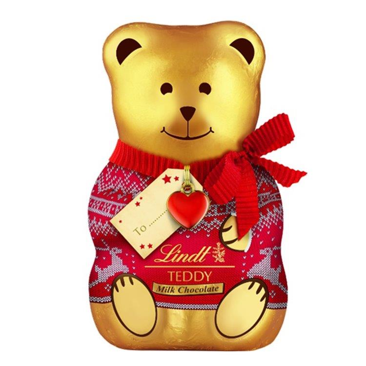 Lindt Teddy 100g (with Tag Mixed Plain Gold & Red Jumper)