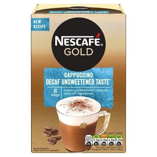 Nescafe Sachets Gold Cappuccino Decaf Unsweetened 8s (8 x 15g)